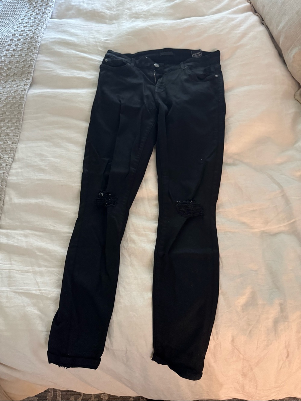 Black Seven for All Mankind Distressed Skinny Jeans
